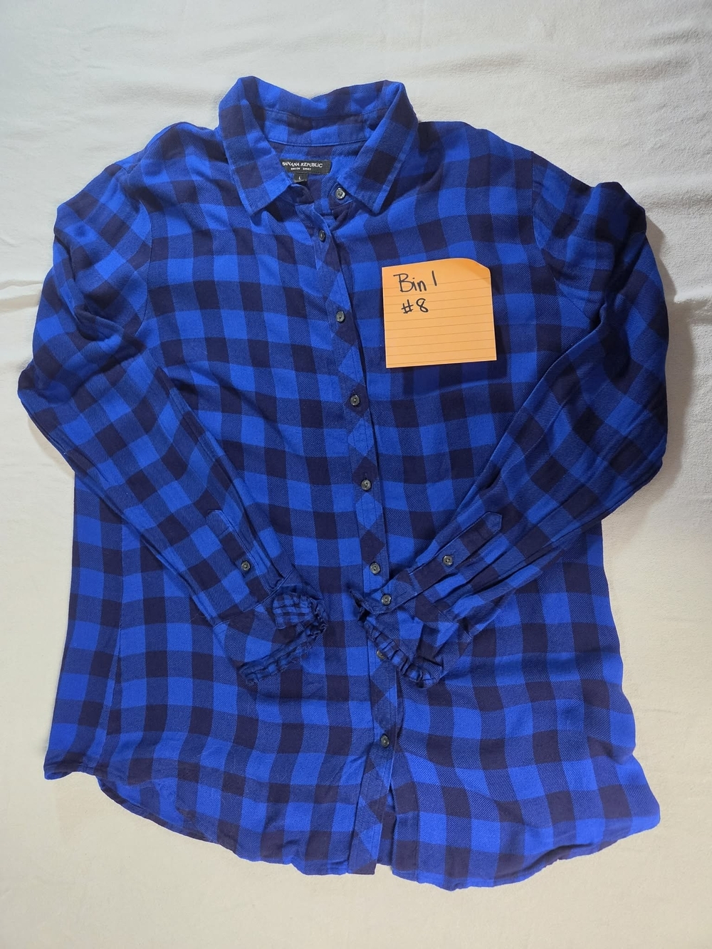 Banana Republic Blue and Black Plaid Button-Down Shirt